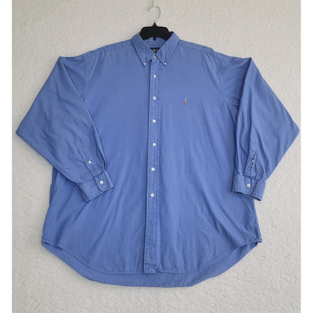 Ralph Lauren Yarmouth Men's 17.5  Blue Pinpoint Oxford Shirt Long Sleeve